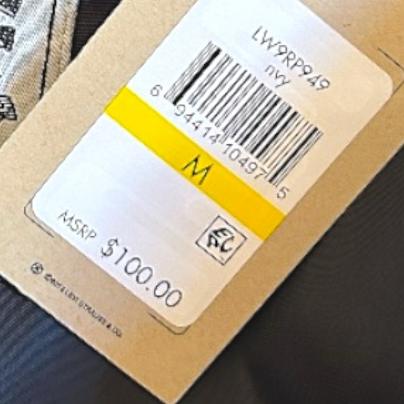 $100 Navy Levi’s Retro Varsity Bomber Jacket Medium Colorblock Stripe Trim NWT - Picture 15 of 16